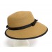 Eric Javits Squishee Hat Packable USA Straw USA Black Ribbon Bow Beach Sun  eb-21507420
